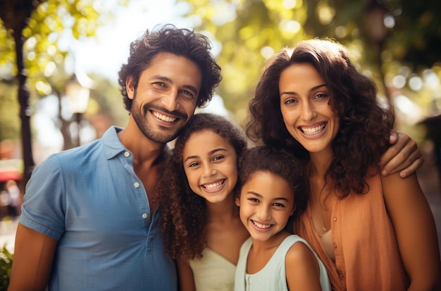 Eine fröhliche Familie mit Kindern