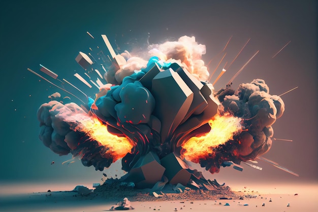 eine futuristische computerexplosion mit feuer und rauch