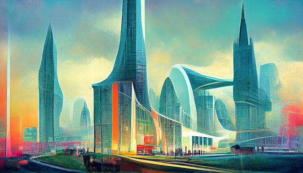 Eine futuristische Stadt der Zukunft