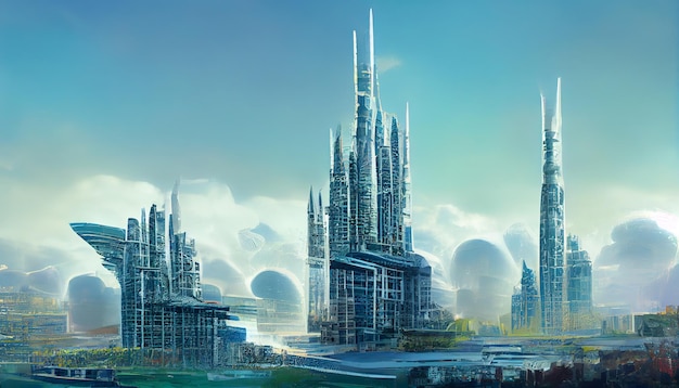 Eine futuristische Stadt der Zukunft