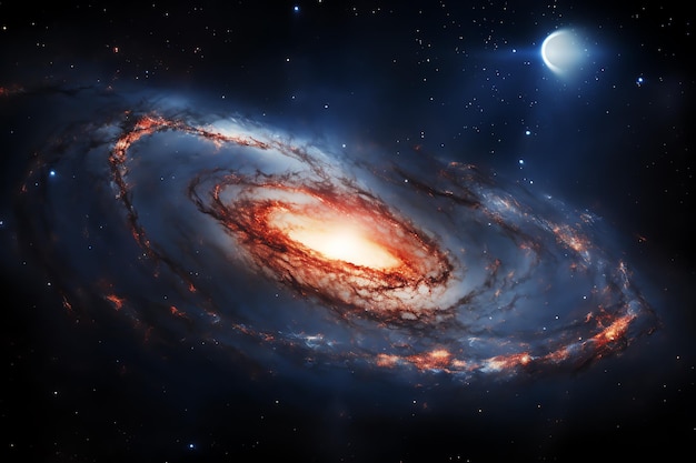 Eine Galaxie im Weltraum mit einem Halbmond