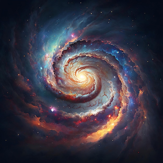 Eine Galaxie mit einem Spiraldesign, das Galaxie sagt