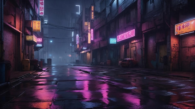 Eine Gasse in Dark Cyberpunk City