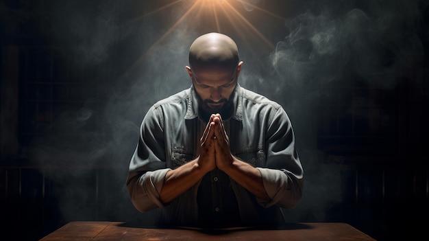 Eine Gebetsperson, die spirituelle Verbindung sucht