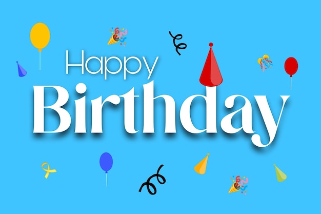 eine Geburtstagskarte mit Ballons und den Worten "Glücklicher Geburtstag" darauf