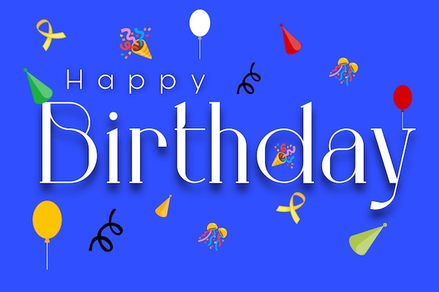 eine Geburtstagskarte mit Ballons und den Worten "Glücklicher Geburtstag" darauf