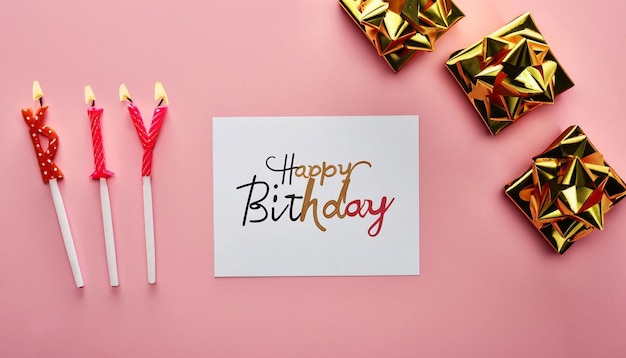 Eine Geburtstagskarte mit einer Kerze und der Aufschrift „Happy Birthday“.