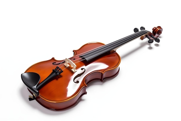 Eine Geige auf weißem Hintergrund mit dem Wort Geige darauf.