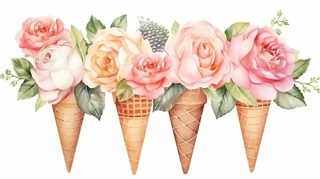 eine Gelato-Rosen-Eis-Illustration