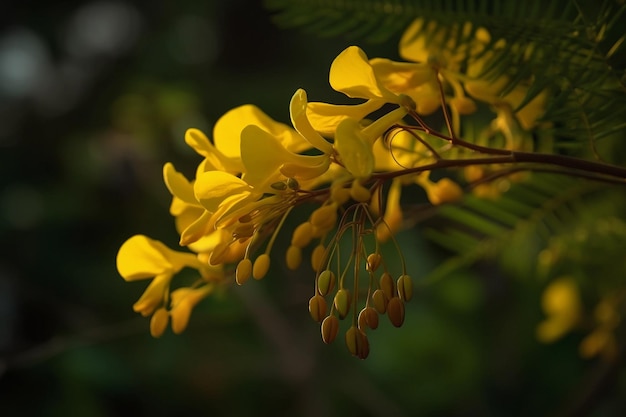 Eine gelbe Blume, auf die die Sonne scheint