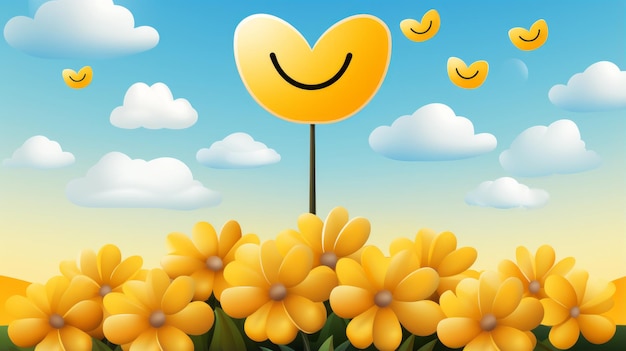 Eine gelbe Blume mit einem Smiley darauf