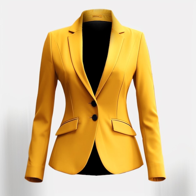 eine gelbe Lederjacke mit einem schwarzen Knopf vorne