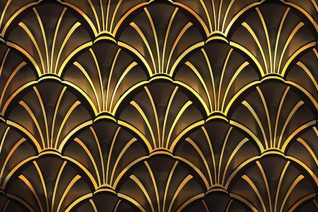 eine gelbe und goldfarbene Tapete mit einem goldenen Muster