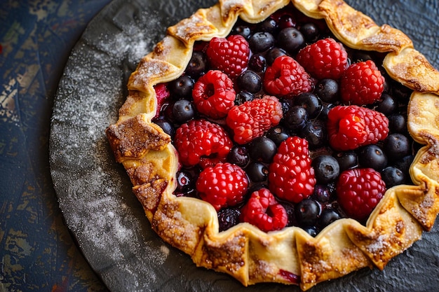 Eine gemischte Beeren-Galette mit ein bisschen Zucker