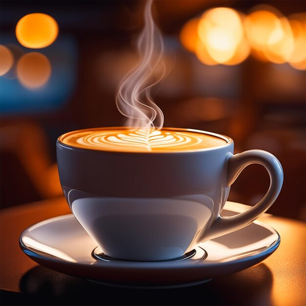 Foto eine gemütliche coffeeshop-szene mit einem buchstift und einer kaffeetasse auf einem holztisch, die mit wärme festgehalten wurde