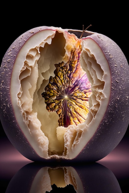 Eine Geode im Kern eines Apfels