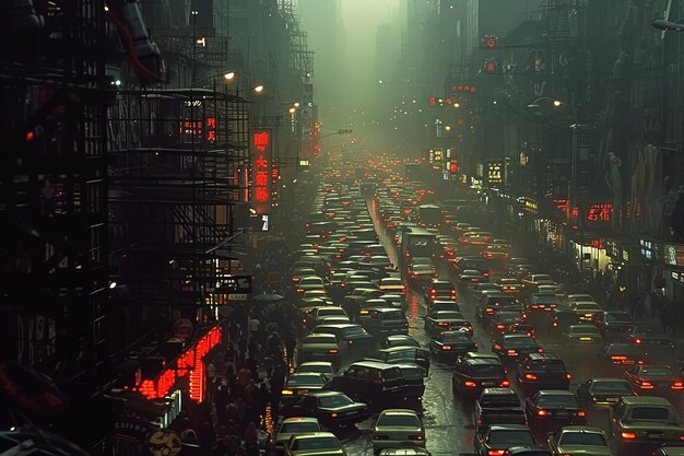 Foto eine geschäftige straßenszene mit vielen autos und menschen, die die straße in chinatown new york city überqueren