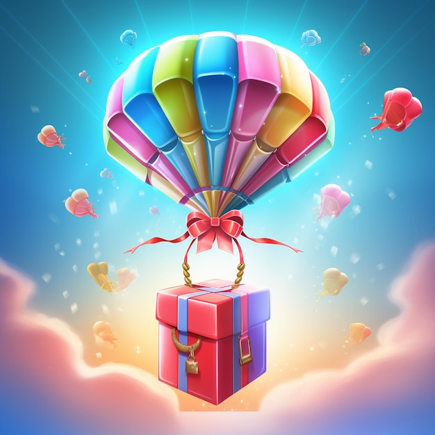 Eine Geschenkbox mit Ballon