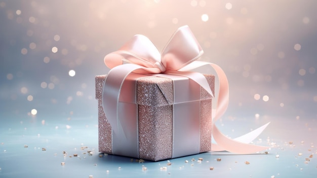 Eine Geschenkbox mit rosa Schleife