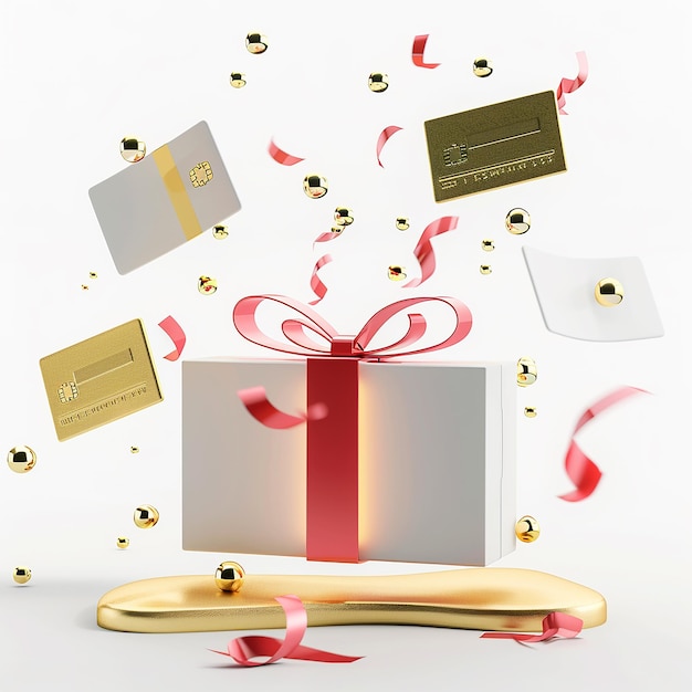 eine Geschenkkiste mit einem goldenen Band und eine Geschenkiste mit einem roten Band