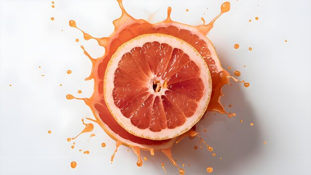 eine geschnittene Grapefruit wird geschnitten und Orangensaft