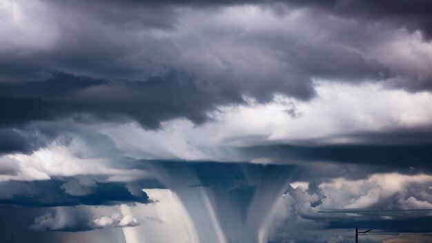 Foto eine gewitterwolke ist über einem feld zu sehen