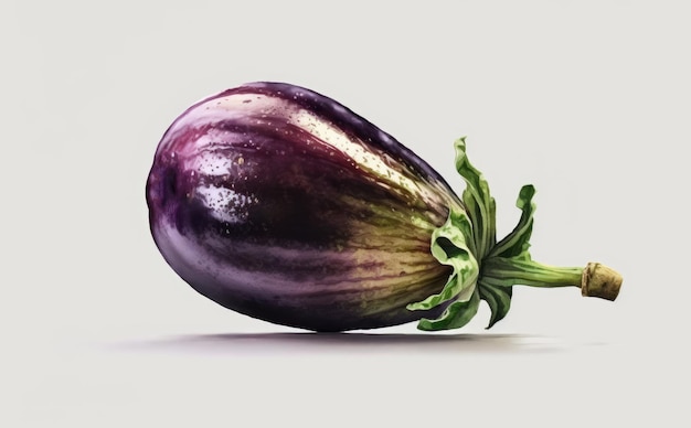 Eine gezeichnete Aubergine auf weißem Hintergrund Aquarell Gemüse Bio-Lebensmittel Illustrationen ai generiert