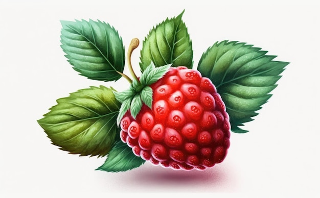 Foto eine gezeichnete himbeere auf weißem hintergrund aquarell beeren bio-lebensmittel illustrationen ai generiert