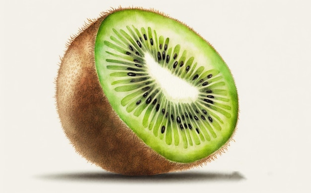 Eine gezeichnete Kiwi auf weißem Hintergrund Aquarell tropische Früchte Bio-Lebensmittel Illustrationen ai generiert