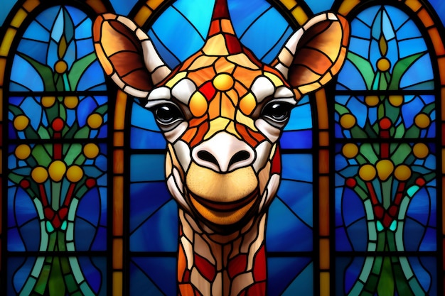 eine Giraffe in einem Buntglasfenster