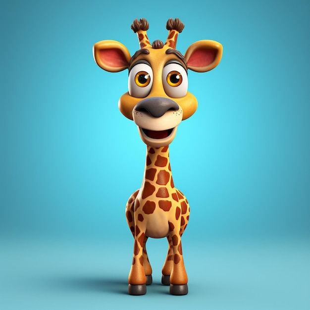 Eine Giraffe mit blauem Hintergrund und schwarzer Nase.