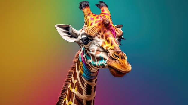 eine Giraffe mit bunten Flecken