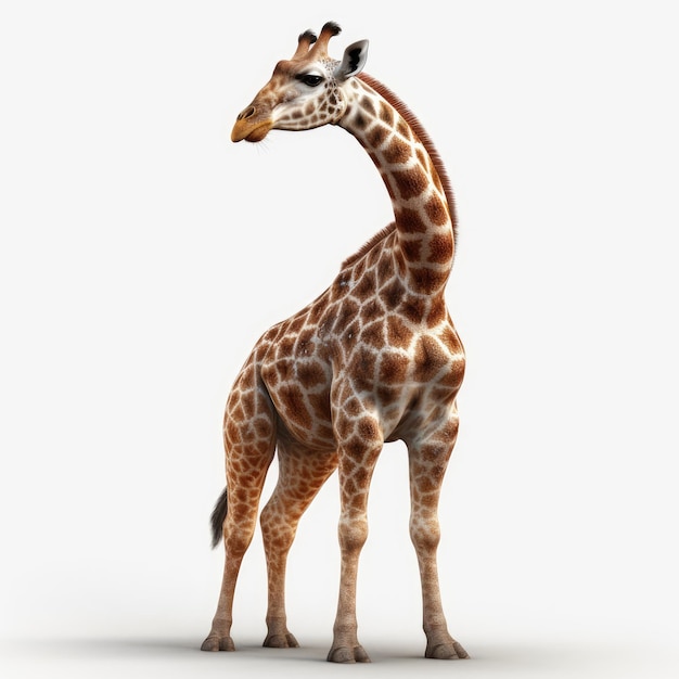 Eine Giraffe mit weißem Hintergrund