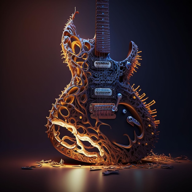 Eine Gitarre mit vielen Spikes drauf