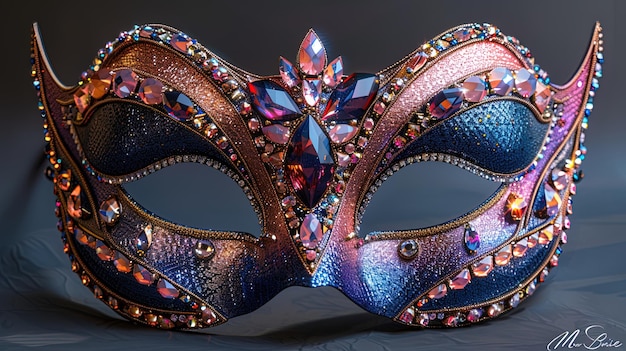 Eine glamouröse Maskerade Maske geschmückt mit glitzernden Pailletten und iridescent Edelsteine fangen th