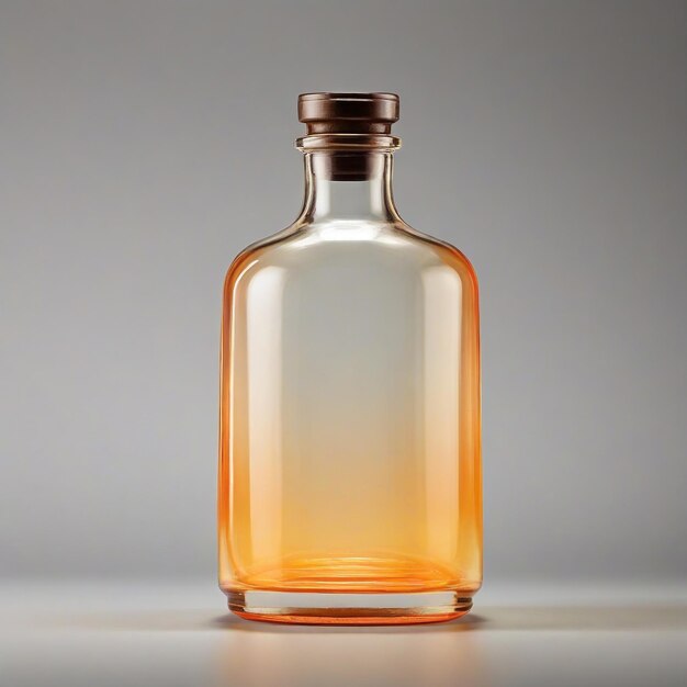 Foto eine glasflasche mit einer transparenten orangefarbenen farbe