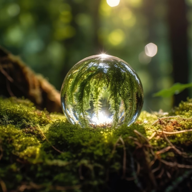 Eine Glaskugel im Wald