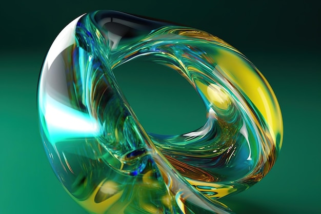 Eine Glaskugel mit grünem Hintergrund