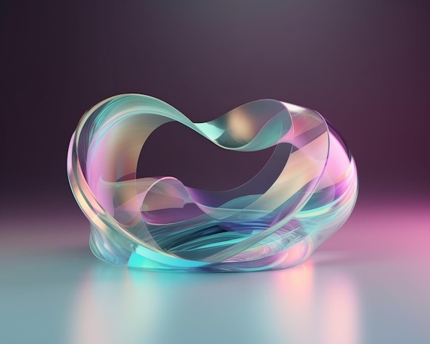 Eine Glasskulptur eines Herzens mit dem Wort Liebe darauf