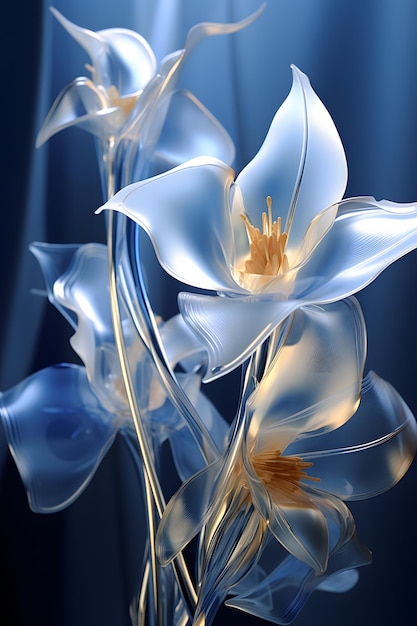 Eine Glockenblume glänzt mit klarer Glasfarbenstruktur