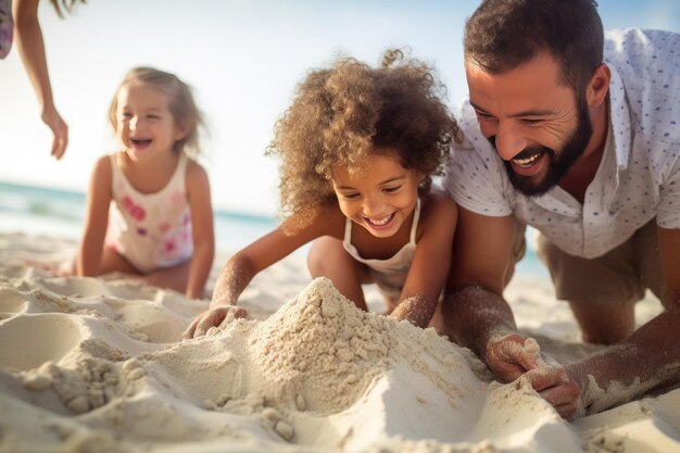 Eine glückliche Familie am Strand