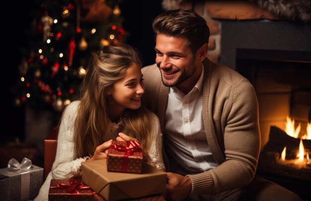 Eine glückliche Familie, die Weihnachten genießt