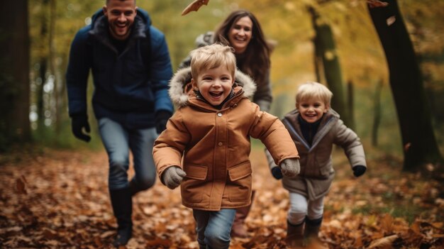 Foto eine glückliche familie im park