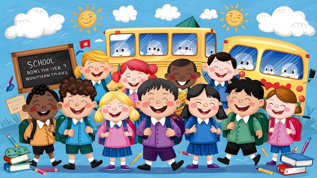 eine glückliche Zeit für Kinder, die wieder in die Schule gehen