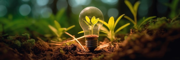 Eine Glühbirne im Boden Neue Ideen für nachhaltige Lösungen Grüne Energie