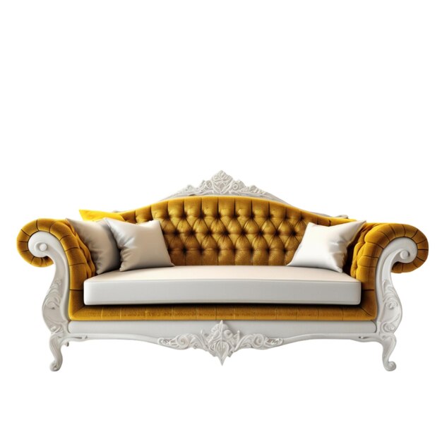 eine gold-weiße Couch mit einem gold-weißen Design