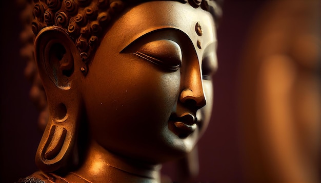 Eine goldene Buddha-Statue mit geschlossenen Augen.