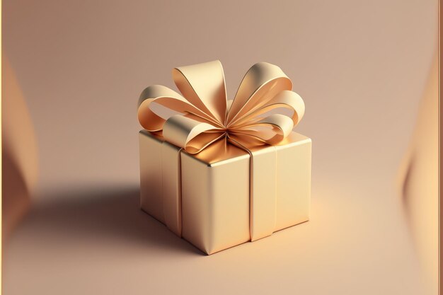 Eine goldene Geschenkbox mit einer Schleife darauf