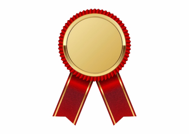 eine goldene Medaille mit einem roten Band, auf dem steht: Goldon it