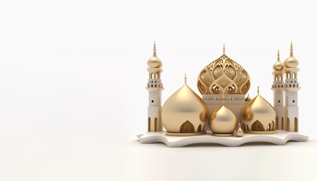 Eine goldene Moschee mit weißem Hintergrund
